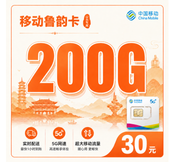 移动鲁韵卡30元200G+山东专属！