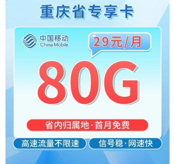 移动重庆卡29元80G