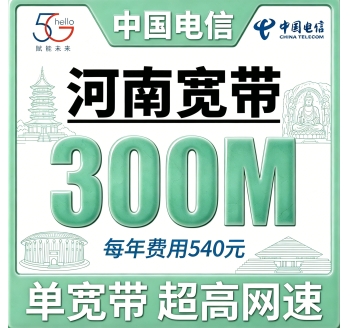 河南单宽带电信540元年享300bps