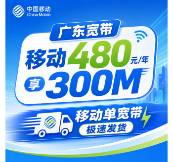 广东省宽带移动480元年享300Mbps
