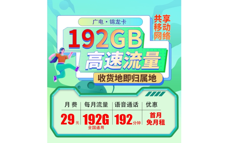 广电锦龙卡29元192G+192分钟